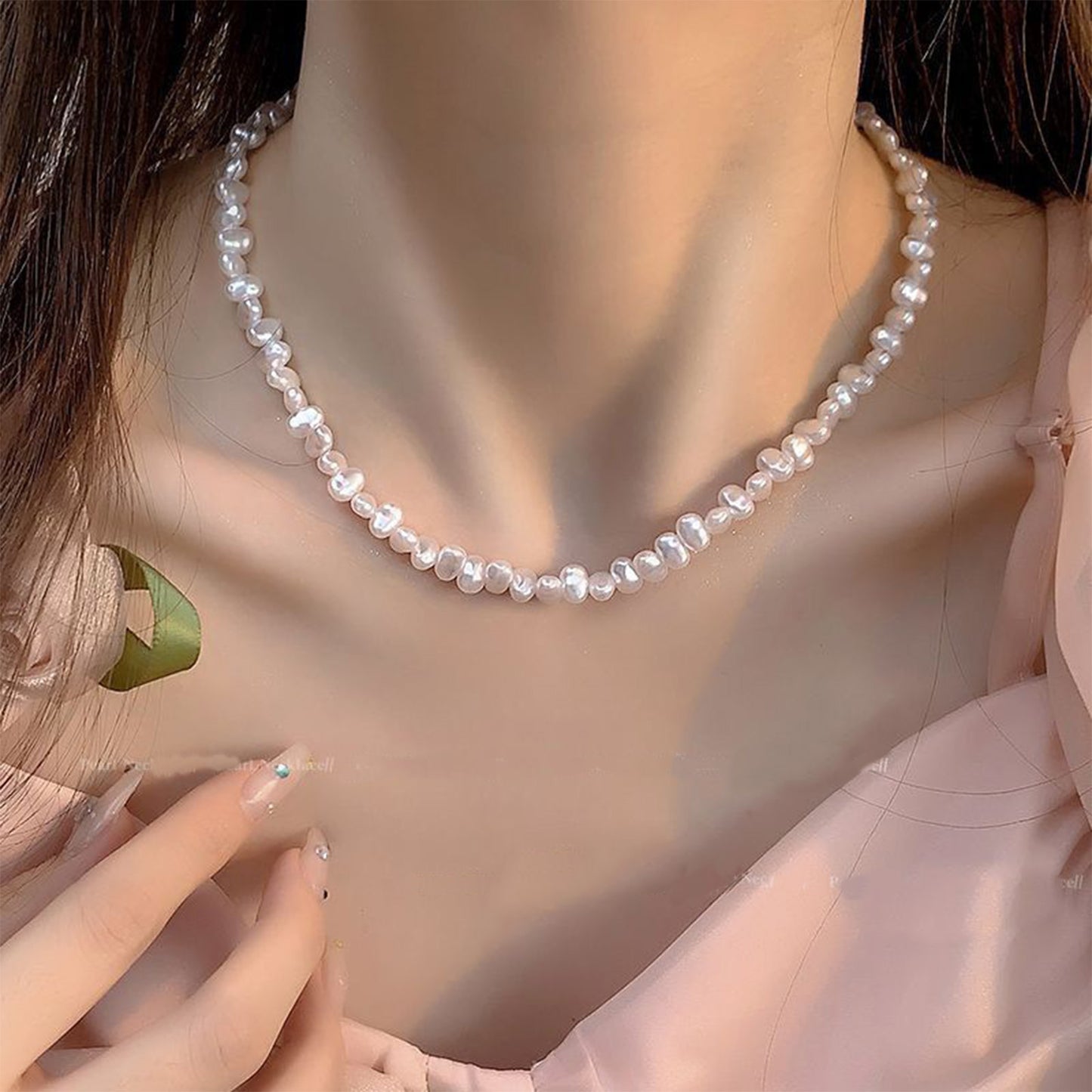 Auroria-Inspired Pearl Choker Necklace For Women
