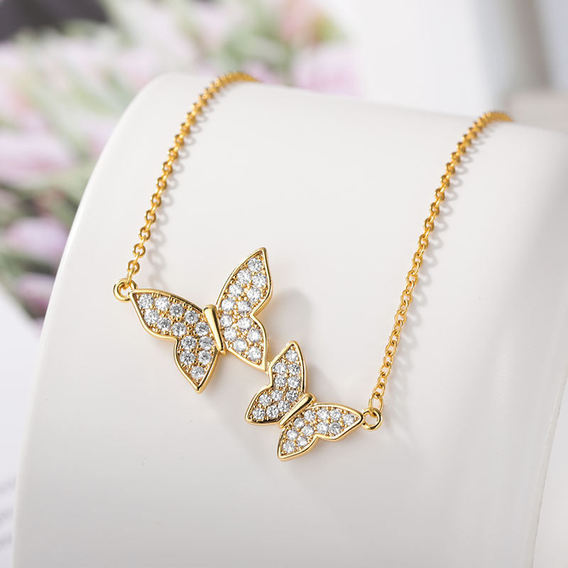 Auroria-Trendy Two Butterfly Crystal Zircon Pendant Necklace For Women