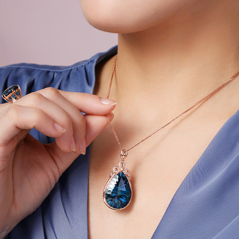 Auroria-Blue Diamond Pendant Necklace