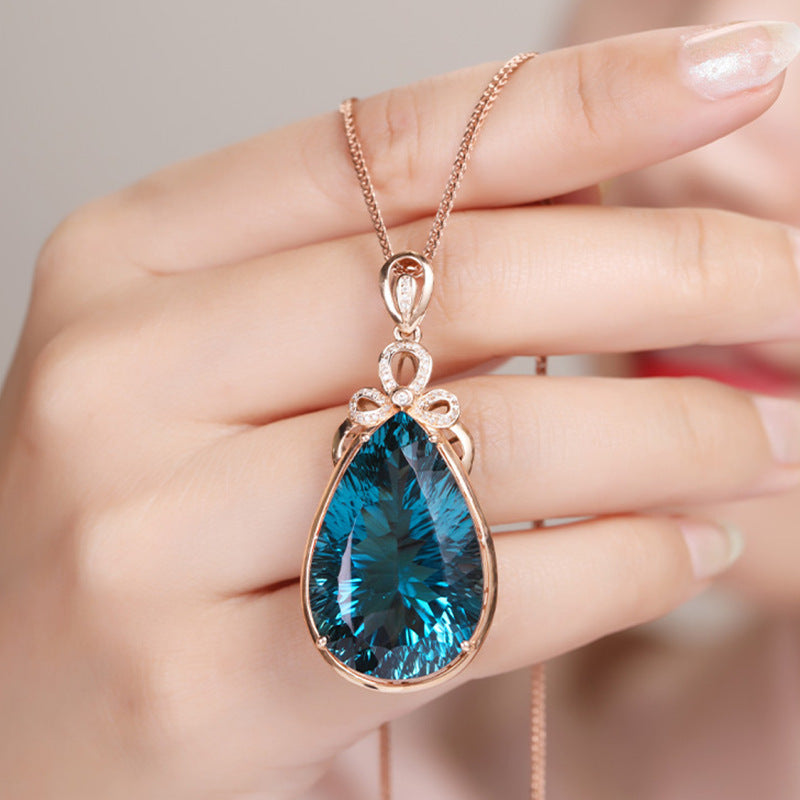 Auroria-Blue Diamond Pendant Necklace