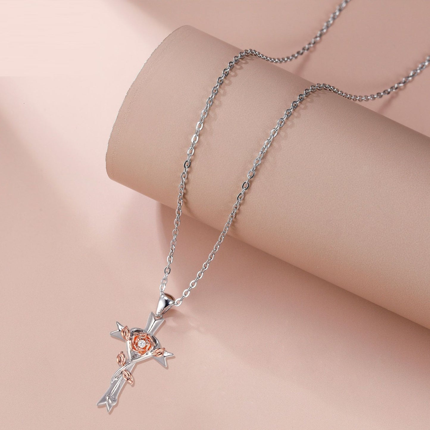 Auroria-Cross Rose Jewelry Gift Necklace For Women