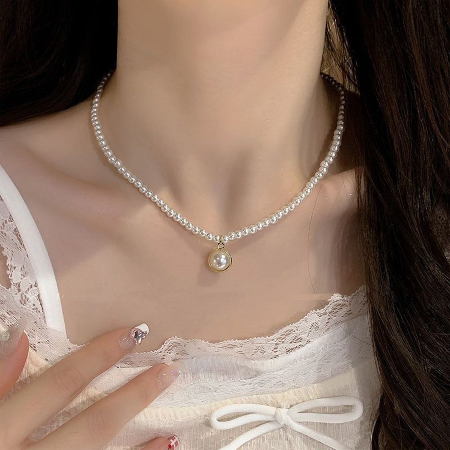 Auroria-Inspired Pearl Choker Necklace For Women