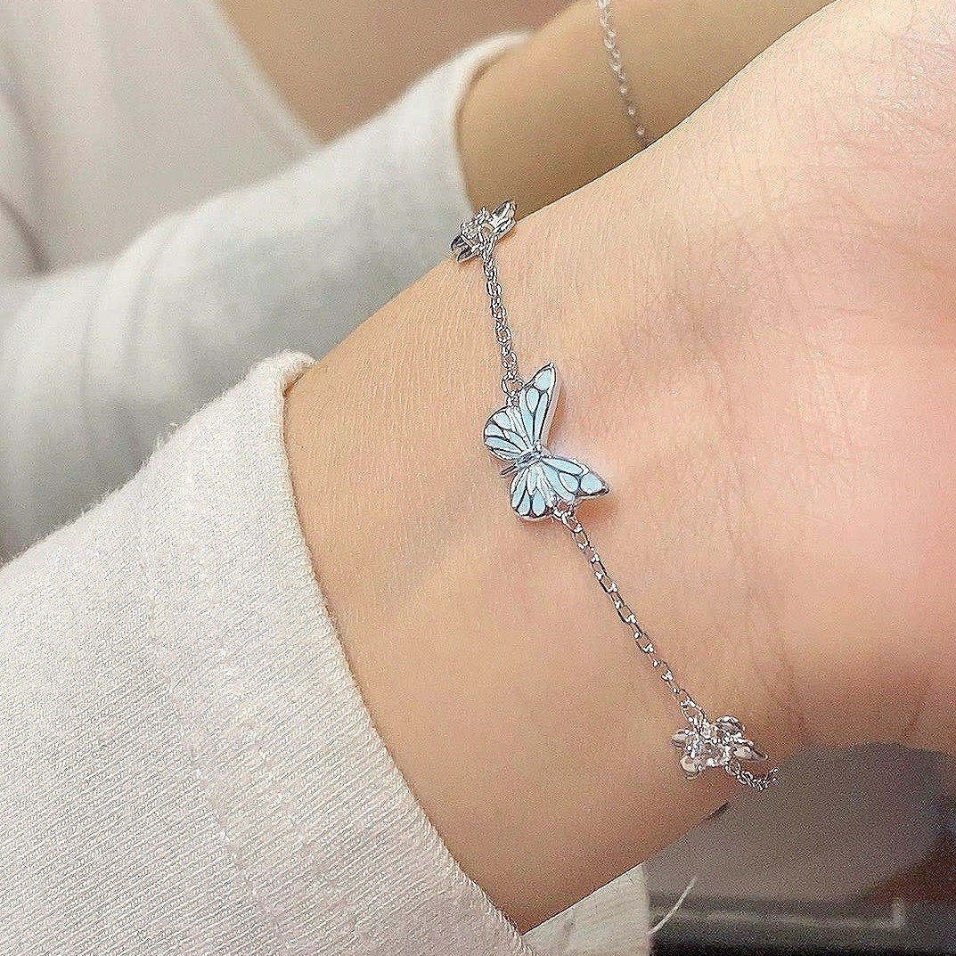 Auroria-Fashion Blue Luminous Butterfly Necklace Bracelet