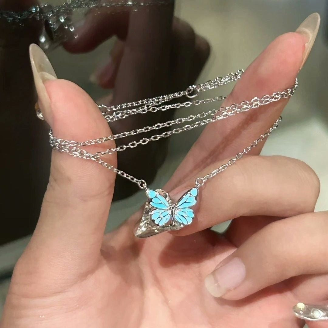 Auroria-Fashion Blue Luminous Butterfly Necklace Bracelet