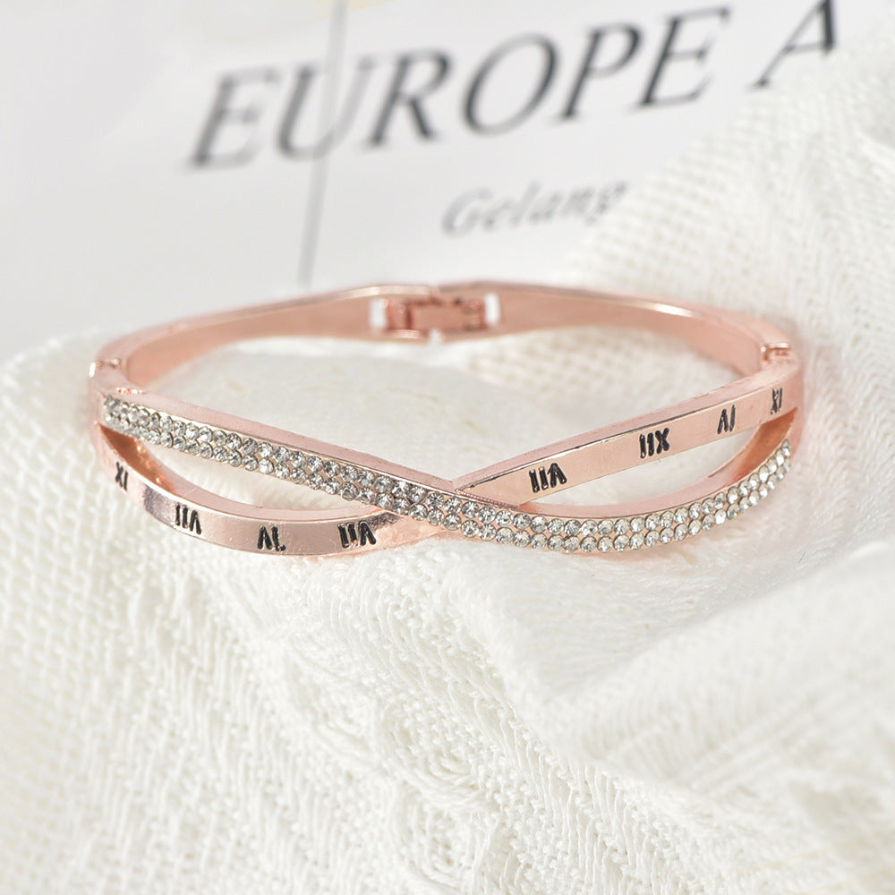 Auroria-Roman Digital Cross Bracelet Women''s Jewelry Hand Ornament Simple