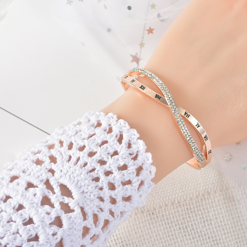 Auroria-Roman Digital Cross Bracelet Women''s Jewelry Hand Ornament Simple