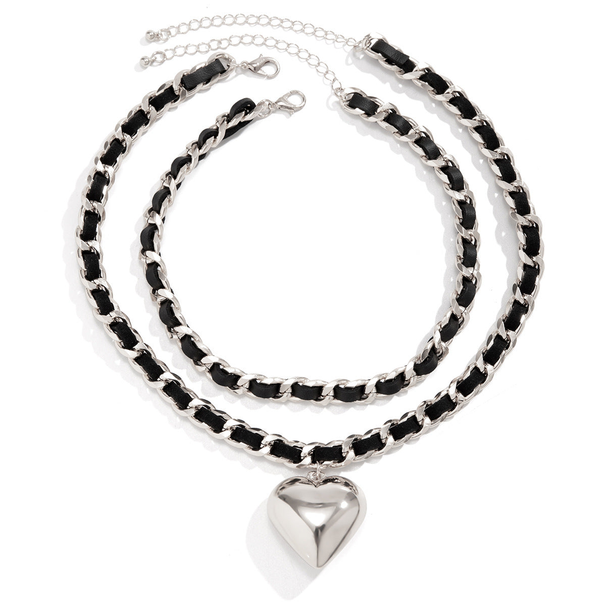 Auroria-Big Love Double-layer Chains Design Necklace Women Street Punk Style Necklace Fashion Jewelry