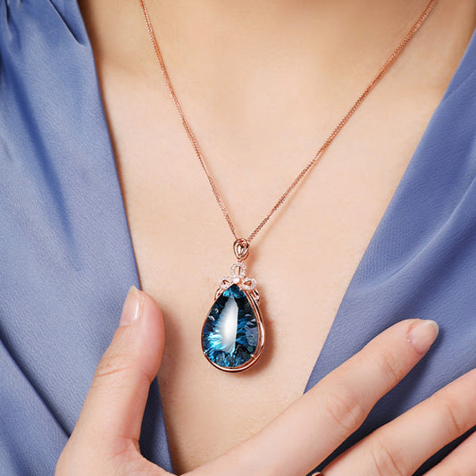 Auroria-Blue Diamond Pendant Necklace