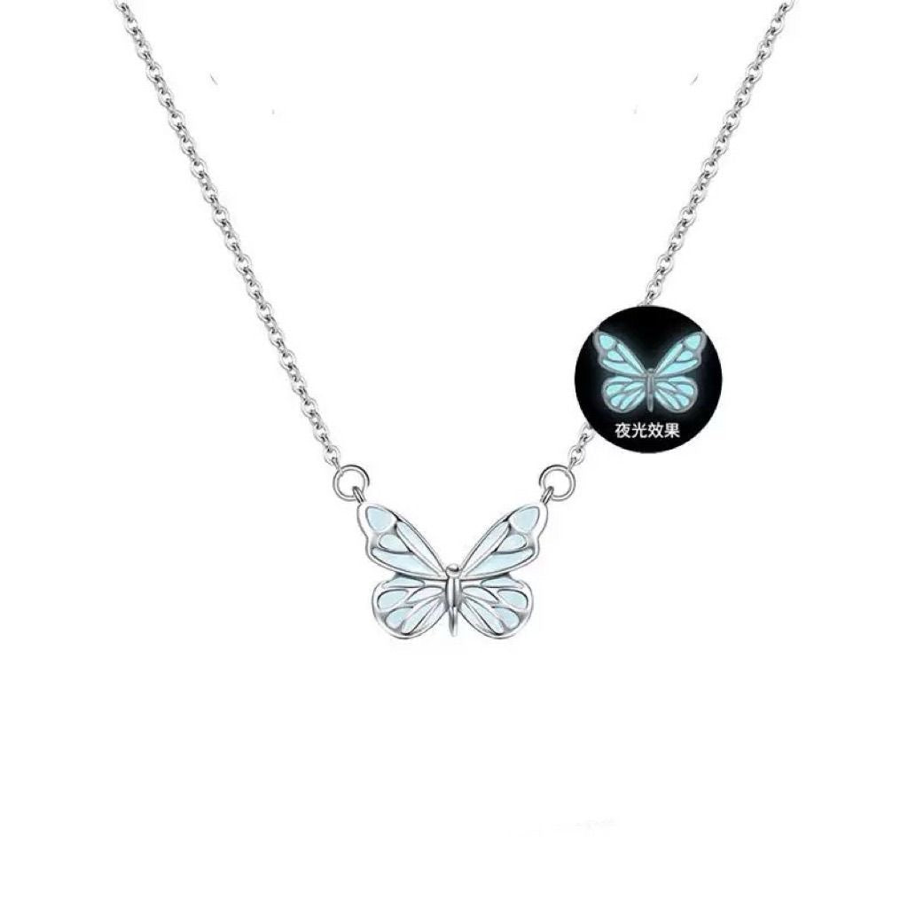 Auroria-Fashion Blue Luminous Butterfly Necklace Bracelet