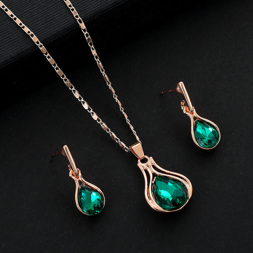 Auroria-Emerald Water Drop Jewelry Suit Women