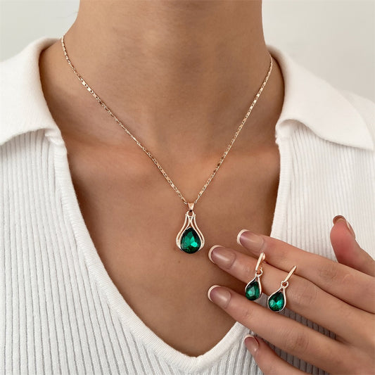 Auroria-Emerald Water Drop Jewelry Suit Women