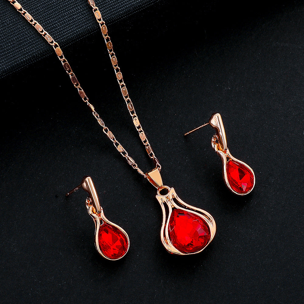Auroria-Emerald Water Drop Jewelry Suit Women