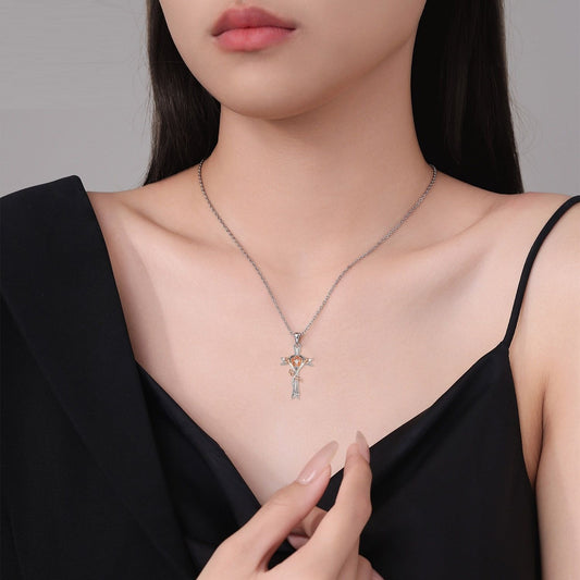 Auroria-Cross Rose Jewelry Gift Necklace For Women